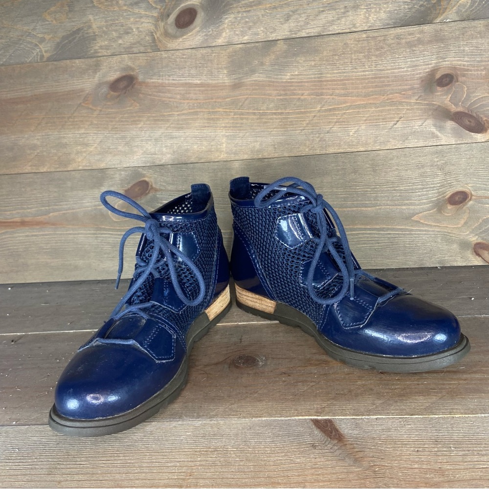 Sorel major womens size 6 shoes blue patent leather mesh ankle boots - Picture 3 of 8